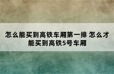 怎么能买到高铁车厢第一排 怎么才能买到高铁5号车厢